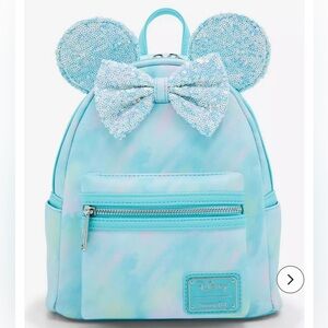 Loungefly Mini Backpack - Disney Minnie Mouse - Blue Pastel Water Colors